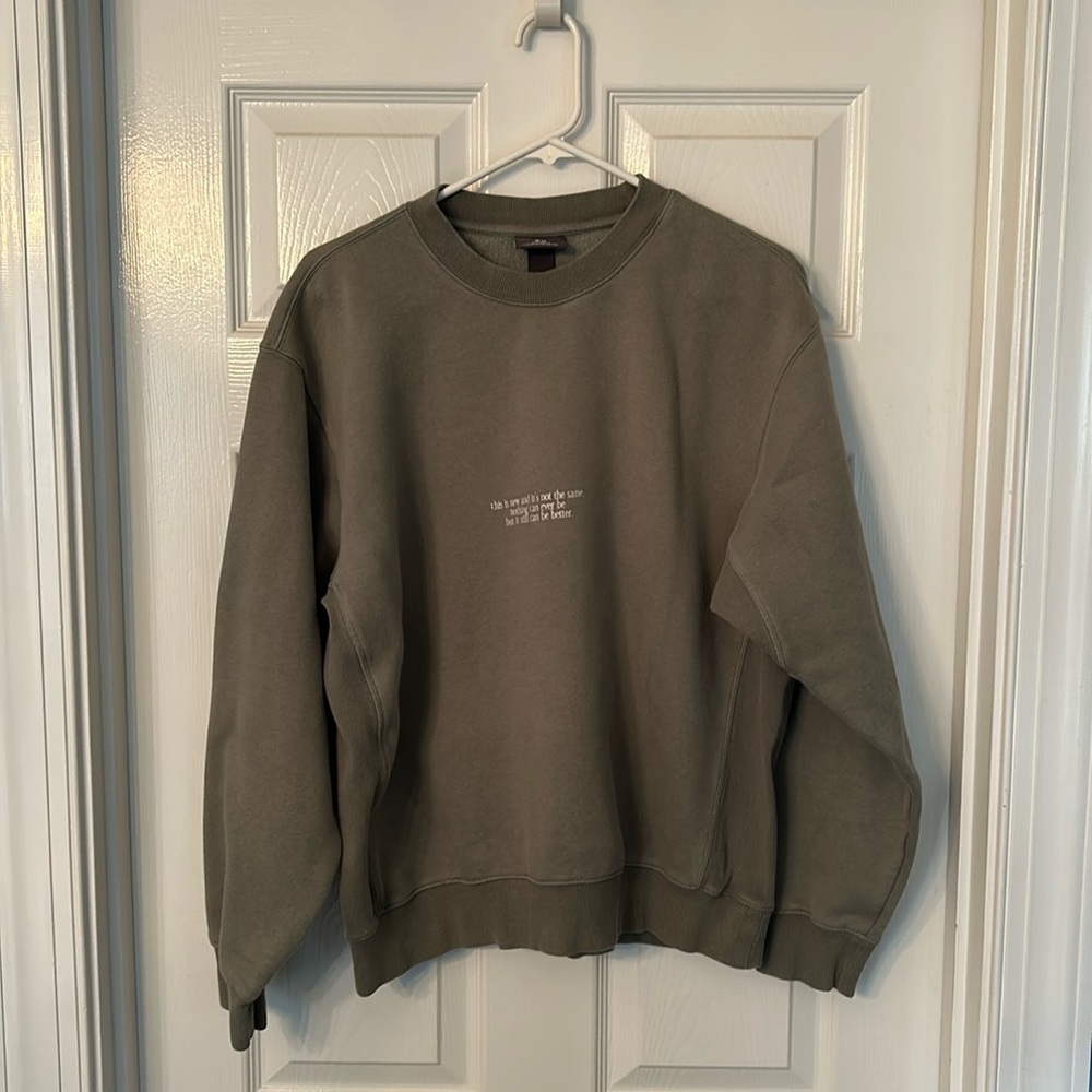 H&M Relaxed Fit Coupe Decontractee Sweater Grey Green Size M
